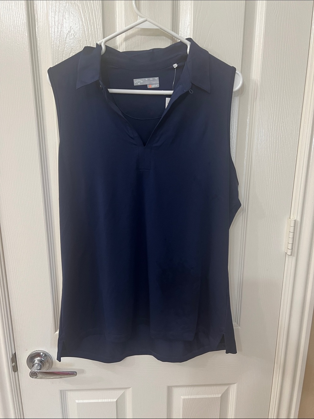 Callaway Navy Sleeveless Polo Tank Top with Collar
